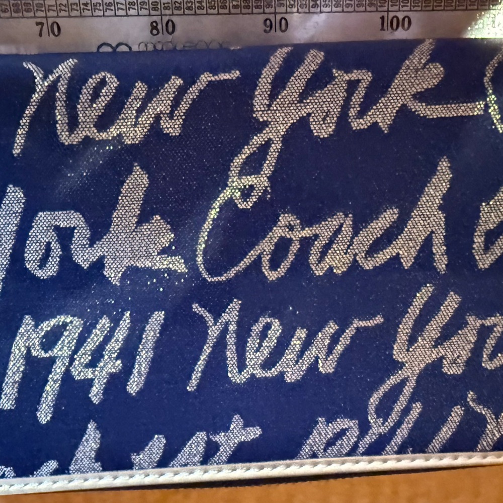 Coach New York Script Blue and Gold Shoulder Bag with Heart Accents Set of 2 - Picture 9 of 12